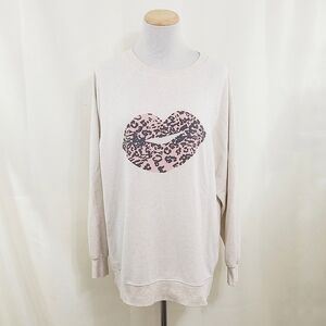 Wildfox Leopard Kiss Statement sweatshirt cream Small